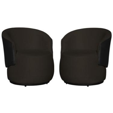 Imagem de Kit 02 Poltronas Tecido Suede Mesclado em material sintético Preto Bea
