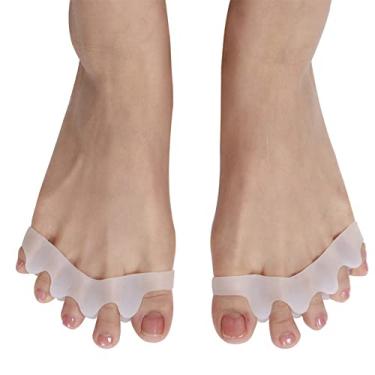 Imagem de Separador de dedos para pés corretos dedos brancos ioga 2 pares de corretor de dedo de martelo de silicone para mulheres e homens corretos para dedos sobrepostos