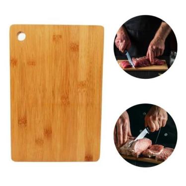 Imagem de Tábua De Corte Carne Retangular 28x18cm De Bambu C/ Furo - GabiJovi