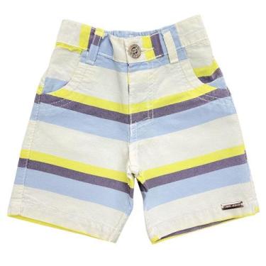 Imagem de Shorts Bebê Look Jeans Listra Collor - UNICA - G, G, Bege