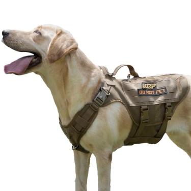 Imagem de Peitoral antipuxão para cães - Peitoral tático para cães - Colete militar para cães ajustáveis - Peitoral para cães grandes, cão de serviço, marrom coiote, 2GG