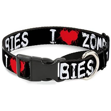 Imagem de Buckle-Down MGC-W30951-L I Heart Zombies Bloody Splatter Coleira para cães preta/branca/vermelha, grande