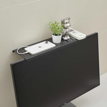 Imagem de Hiendure Prateleira superior de TV com tela de 15,7 polegadas, prateleira superior de monitor de computador ajustável para dispositivos de transmissão de alto-falante, preta