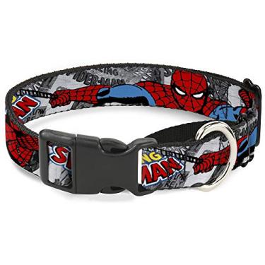 Imagem de Buckle-Down Coleira de cachorro martingale The Amazing Spider Man empilhado Hq Books Action Poses 33 a 45 cm 1,5 cm de largura