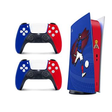 Imagem de TACKY DESIGN Adesivos da Copa do Mundo 2022 Skin para Playstation 5 Console e 2 Controladores, Adesivos de Futebol PS5 Skin Vinyl 3M Decalque de Equipes Nacionais Capa Completa (Edição Digital, França