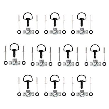 Imagem de MOTO4U Fixadores de corrida de motocicleta com liberação rápida D-Ring 1/4 de volta para carenagem tipo B 19 mm (pacote com 10) preto escuro