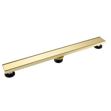 Imagem de KirlystonE Kirlyustone Linear Shower Drain, Kit de Ralos de Banheiro de 36" Em Ouro Escovado, Ralo de Piso de Chuveiro Retangular com Tampa de Ralo com Padrão de Ladrilho Reversível e Filtro de Cabelo