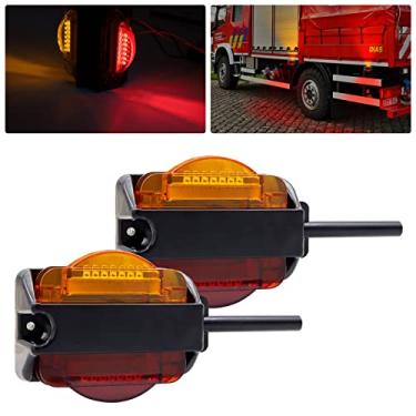 Imagem de YnGia 2 peças 14 luzes de reboque LED luz traseira traseira, luz de marcador de liberação de caminhão dupla face luz de freio indicador de seta vermelho âmbar para trailer caminhão caravana van trator