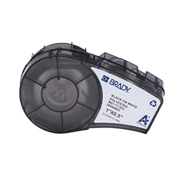 Imagem de Brady Autêntico (M21-17-423) Etiquetas de poliéster pré-dimensionadas para código de barras, placa de circuito, equipamentos, inspeção, preto sobre branco - Projetado para impressoras M210, M210-LAB,