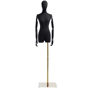 Imagem de Multiuso Manequim de superfície de serapilheira pequeno esterno clavícula manequim corpo meio corpo manequim feminino com suporte de metal para exibição de janela Janela