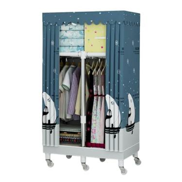 Imagem de Guarda-roupa Armário de guarda-roupa portátil sobre rodas armário de pé grande capacidade armário de armazenamento de roupas móveis organizador de armazenamento armário