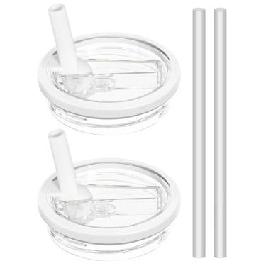 Imagem de Tampa de canudo flip de 850 g para Stanley Cup 850 g, tampa de substituição à prova de vazamento e sem derramamento para Stanley Quencher H2.0 (pacote com 2, branco, 850 g)