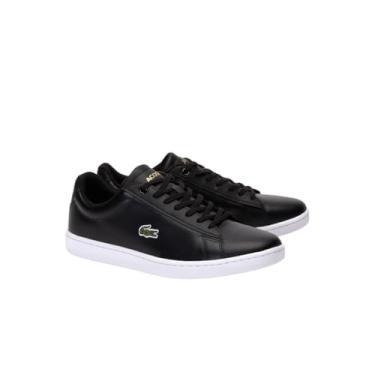 Imagem de Lacoste Tênis feminino de couro Hydez, Preto/dourado, 37