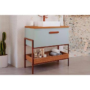 Imagem de Bancada De Banheiro Balcão Portinari 1 Porta C- Cuba 60cm Pistache-freijo - Mgm