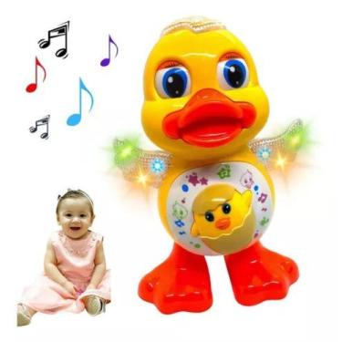 Imagem de Pato Dançante, Brinquedo De Pelúcia Eletrônico Com Iluminaçã Led, Anda