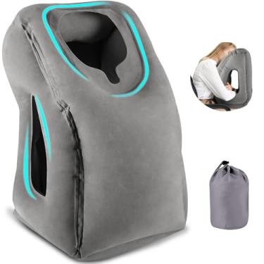 Imagem de Almofada de Pescoço, Travesseiro de Viagem, Travesseiro de Pescoço, Travesseiro Viagem, Almofada Inflável Dobrável Portátil Avião Suporte Encosto Descanso Pescoço Apoio