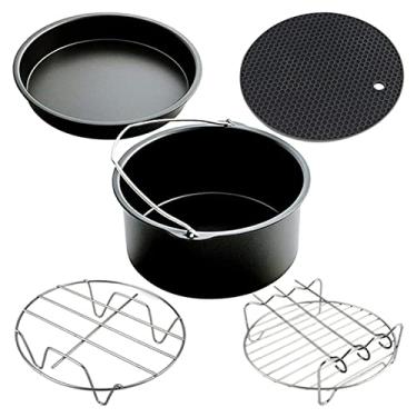 Imagem de Kit de Acessórios para Frituros de Ar 10pcs, Inclui Frigideiras para Panorâmica Cupcakes Cupcake Rack e Suporte de Metal Compatível Com Fritadeiras de Ar 3.2qt a 5.8qt (8in)