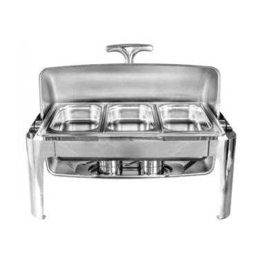 Imagem de Rechaud inox 3 cubas 9 Litros Banho maria tampa giratória basculante R