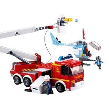 Imagem de Blocos de Montar Caminhão de Bombeiro e Helicóptero 394 Peças Multikids - BR2308 BR2308