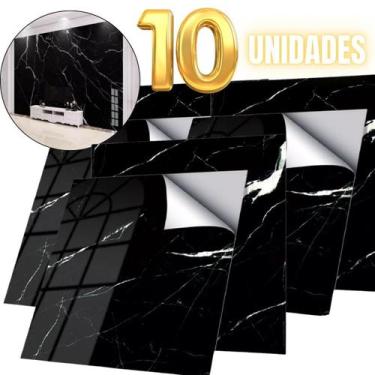Imagem de Kit 10 Placas Adesivas 60x60cm Efeito Mármore 3D para Parede Autocolan