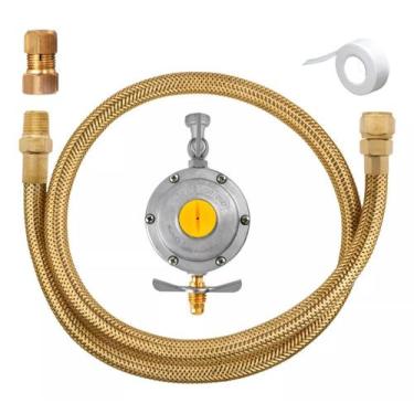 Imagem de Mangueira Gás Flexível Cobre 4,00m + Regulador + Adaptador + - RAMA
