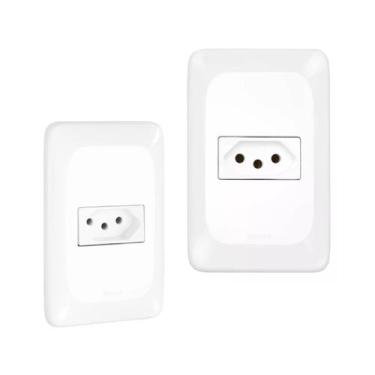 Imagem de Kit 2 Conjunto Tomada 2P+T Branco pop 10a 250v 4x2 pial legrand LGX030
