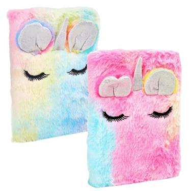 Imagem de Caderno Escolar 80 Folhas Pelúcia Unicórnio TieDye Polibrinq