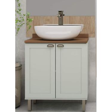 Imagem de Gabinete para Banheiro 80cm 2 portas com Tampo e Pés 33 Acquaflex Geni