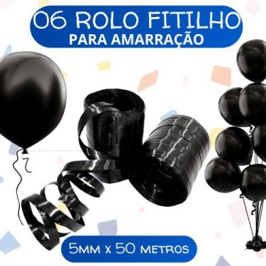 Imagem de Kit Fitilho Rolo para Embalagens e Presentes, cores brilhantes 06 unid