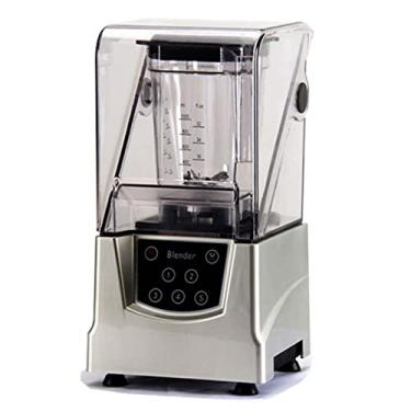 Imagem de Triturador de gelo com escudo de som completo, liquidificador de bancada de alta velocidade para casa e comercial, máquina de gelo multifuncional com 6 cabeças de corte