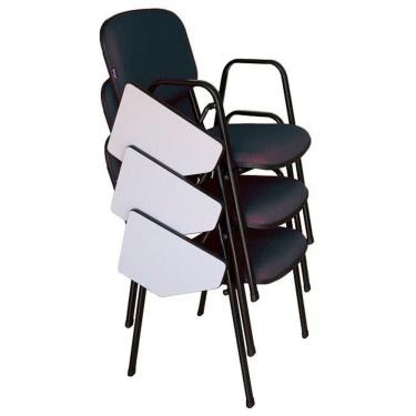 Imagem de 03 Cadeiras Escolar Universitária Linha Hotel Auditório Cinza