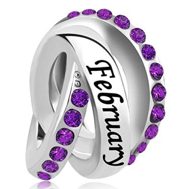 Imagem de MiiFort Berloque feminino com três voltas de pedras de aniversário compatível com pulseiras Pandora presente família aniversário de Natal filha irmã, Metal, Sem Pedra Preciosa