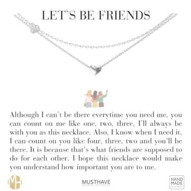 Imagem de MUSTHAVE Colar de coração duplo banhado a ouro 18K, cor ouro branco, coração grosso, corrente de âncora, tamanho 41 cm + extensor de 5 cm, cartão presente, presente de aniversário, BFF (ouro branco