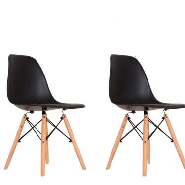 Imagem de Cadeira Charles Eames Eiffel Pes Palito Madeira Kit Com 2 181