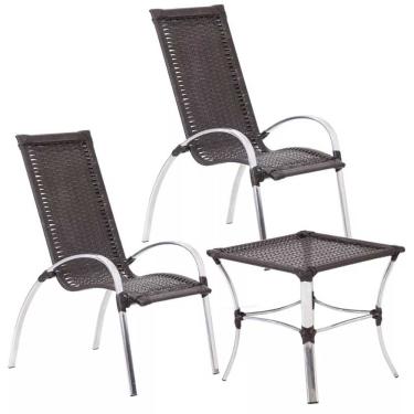 Imagem de 2 Cadeira Em Alumínio Garden e Mesa Garden Para Area Piscina Varanda Trama