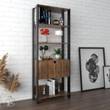 Imagem de Estante para Livros Future 1 Porta Basculante 3 Prateleiras Pinho/Preto