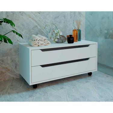 Imagem de Gabinete de Banheiro c/ Rodizio BN3643 s/ Cuba 2 Gavetas 80cm Branco - Tecno Mobili