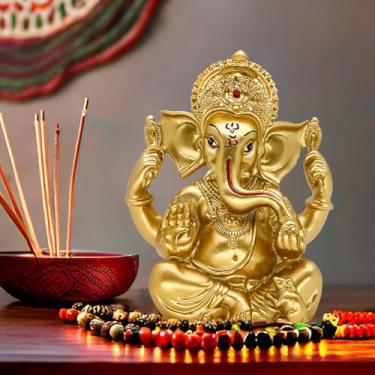 Imagem de BangBangDa Estátua de Ganesha Hindu Decoração de Diwali - Índia Deus Senhor Ganesh Ganpati Ídolo Indiano Home Office Templo Mandir Puja Decoração Altar Yoga Sala de Meditação Altar Santuário Kit de