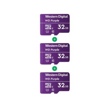 Imagem de Kit Cartão de Memória Micro SD WD Purple Intelbras 32GB - 3 Unidades