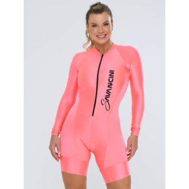 Imagem de Macaquinho De Ciclismo Feminino Manga Longa Poliamida Peach Glow Savan