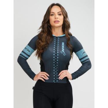 Imagem de Camisa Para Ciclismo Manga Longa Feminina Evolution Turquesa Savancini