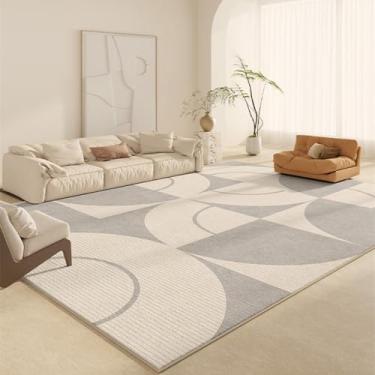 Imagem de Tapete listrado geométrico bege minimalista estilo creme decoração sala de estar tapetes confortável macio quarto jogo tapete, AX026,3,G,300x400CM