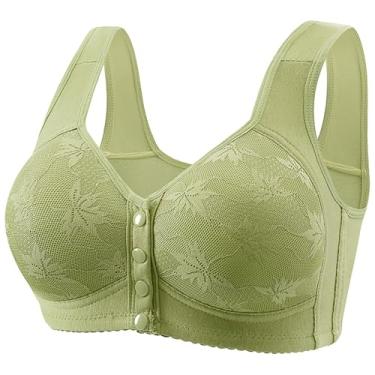 Imagem de Dotmalls Bras for Older Women, Lightweight, Breathable and Gathered Front Closed Push-Ups for Women, Wireless Comfortable Sleep Bra for Elderly Women(Green,X-L)