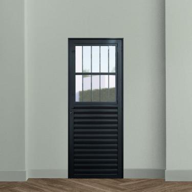 Imagem de Porta de Aluminio Postigo Social 210x80cm Linha Plus Lux-esquadrias Preto