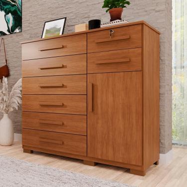 Imagem de Cômoda para Quarto 1 Portas 8 Gavetas Ônix Expresso Móveis Cinamomo