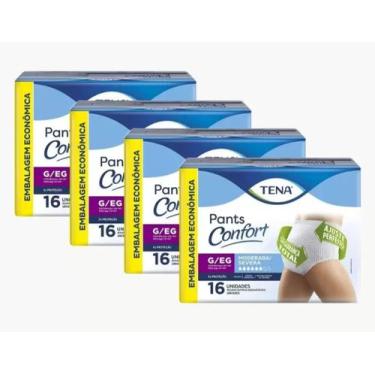 Imagem de KIT 4 Fraldas Descartável Geriátrica/Adulto Tena Pants Confort Branco 