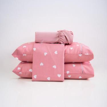 Imagem de Jogo de lençol casal padrão 4 peças estampado em algodão 200 fios - Ca