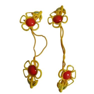 Imagem de 2 Pares Maria chiquinha Xuxa de cabelo Infantil Flor Fashion amarelo