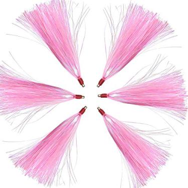 Imagem de AGOOL Fishing Mylar Flash Teaser Tail – 12 peças/18 peças Cortador de Água salgada Bucktail, Cortador Deslizante para Teasers, Plugs, Fluke Rigs, Pink-12pcs