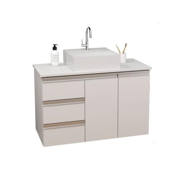 Imagem de Balcão Móvel Gabinete Mdf Para Banheiro Com Tampo & Cuba 80cm